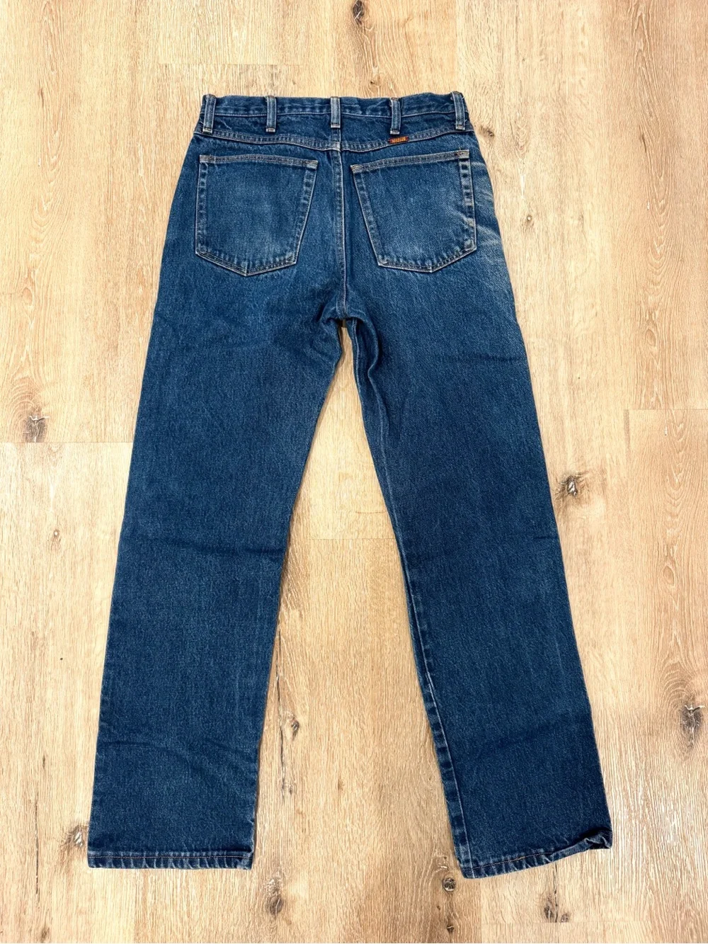 Vintage Rustler 90s Men's Dark Blue Straight-Leg Jeans